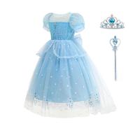 Cinderella Dress up for Girls Blue Princess Costume for Kids Deluxe Fancy Dresses Halloween Birthday Party Carnival Outfit