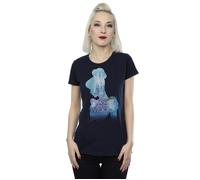 Cinderella Filled Silhouette Cotton T-Shirt Disney Princess Mid Navy XS
