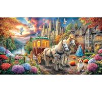 Cinderella-in-pumpkin-carriage-with-white-horses Puzzle Game 1000 Piece Educational Game Challenge Fun Present & Activity for Home Great Gift Idea for Women, Gifts for Men 70x50/1000pcs
