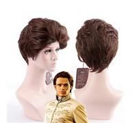 Cinderella Princess Wig Prince Charming Kit Cosplay Wig Short Brown Men's Synthetic Hair Wig for Adult Unisex + Wig Cap One Size C514