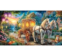 Cinderella-s-Carriage-in-the-Moonlit-Forest 1000 Piece Educational Game Challenge Jigsaw Puzzles Great Gift Idea Puzzles for Adults Kids Beautiful Decoration Puzzle 38x52/1000pcs