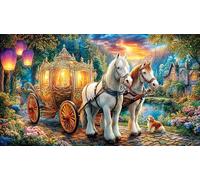 Cinderella-s-Carriage-in-the-Moonlit-Forest Jigsaw Puzzle 1000 Pieces Recycled Paper Educational Games Great Gift Idea for Adults and Kids Age 12 Years Up Beautiful Decoration Puzzle 38x26/1000pcs