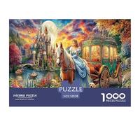 Cinderella Scene 1000 Pieces Challenging Game Toys Gift -Carriage with Castle Backdrop for Home Wall Decoration Puzzle for Adults Kids52x38cm/1000pcs