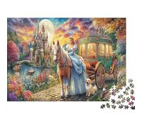 Cinderella Scene Adult Jigsaws 1000 Pieces | Recycled Paper Princess Riding A Horse Impossible Puzzle & Home Decoration 52x38cm/1000pcs