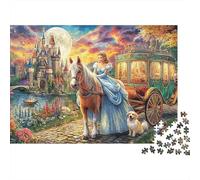 Cinderella Scene Jigsaw Puzzle for Family Activity - 500 Piece Cartoon Style Home Décor Art, Educational Brain Teaser & Relaxing Fun (500pcs (52x38cm))