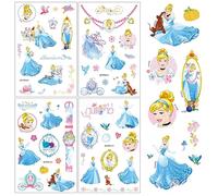 Cinderella Temporary Tattoos,4 Sheets 100+ Patterns Princess Tattoo Stickers