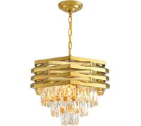 CINDERELLA Torro Modern Gold Crystal Round Chandelier Ceiling Light 40cm, 3-Tier K9 Ceiling Light Fixture for Dining Room, Living Room, Bedroom & Kitchen - Pendant Light, Energy Class A