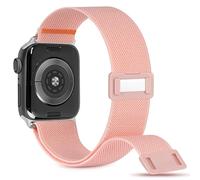 Cindgress Nylon Solo Loop Band Compatible with Apple Watch 41mm 40mm 38mm 42mm for Women Men, Elastic Magnetic Clasp Stretchy Sport Strap for iWatch Series SE 10 9 8 7 6 5 4, Pink Sand