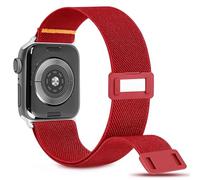 Cindgress Nylon Solo Loop Band Compatible with Apple Watch 41mm 40mm 38mm 42mm for Women Men, Elastic Magnetic Clasp Stretchy Sport Strap for iWatch Series SE 10 9 8 7 6 5 4, Red