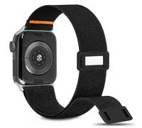 Cindgress Nylon Solo Loop Band Compatible with Apple Watch 49mm 46mm 45mm 44mm for Women Men, Elastic Magnetic Clasp Stretchy Sport Strap for iWatch Series SE 10 9 8 7 6 5 4 Ultra, Black