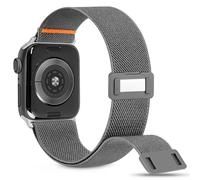 Cindgress Nylon Solo Loop Band Compatible with Apple Watch 49mm 46mm 45mm 44mm for Women Men, Elastic Magnetic Clasp Stretchy Sport Strap for iWatch Series SE 10 9 8 7 6 5 4 Ultra, Gray