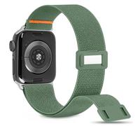 Cindgress Nylon Solo Loop Band Compatible with Apple Watch 49mm 46mm 45mm 44mm for Women Men, Elastic Magnetic Clasp Stretchy Sport Strap for iWatch Series SE 10 9 8 7 6 5 4 Ultra, Pine Green