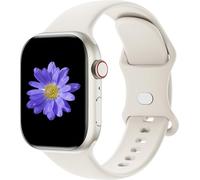 Cindgress Sport Band Compatible with Apple Watch 46mm 45mm 44mm 42mm for Women Men, Soft Silicone Strap for iWatch Wristband Series SE 10 9 8 7 6 5 4 3 2 1 S/M Starlight
