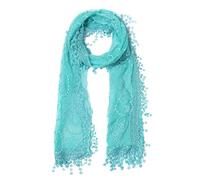 Cindy and Wendy Lightweight Soft Leaf Lace Fringes Scarf shawl for Women, Tyh-turquesa, One Size