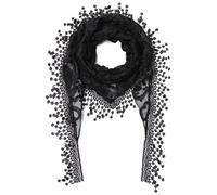 Cindy & Wendy Lightweight Triangle Floral Fashion Lace Fringe Scarf Wrap for Women, Black, One Size