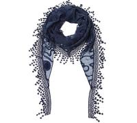 Cindy & Wendy Lightweight Triangle Floral Fashion Lace Fringe Scarf Wrap for Women, Navy, One Size