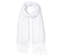 Cindy & Wendy Pashmina Shawls and Wraps Large Scarfs for Women Wedding Party Bridal Long Fashion Solid Shawl Wrap Fringes, Pure White, One Size
