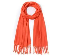 Cindy & Wendy Pashmina Shawls and Wraps Large Scarfs for Women Wedding Party Bridal Long Fashion Solid Shawl Wrap Fringes, Coral, One Size