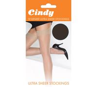 Cindy Women's 10 Denier Ultra Sheer Stockings (1 Pair) in True Black Cindy True Black One Size