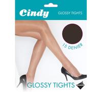 Cindy Women's 15 Denier Glossy Tights (1 Pair) in True Black | Size: Medium Cindy True Black M