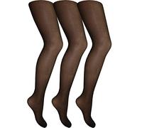 Cindy Women's Ladder Resist Tights (3 Pair Pack) (Large (42"-48" Hip), Barely Black)
