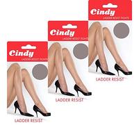 Cindy Women's Ladder Resist Tights with Panel Gusset (3 Pair Pack) (Large (42"-48" Hip), Pearl Grey)