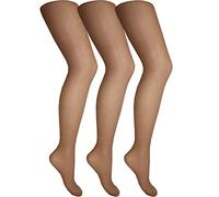 Cindy Women's Ladder Resist Tights with Panel Gusset (3 Pair Pack) (X-Large (48"-54" Hip), Sahara)