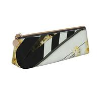 Cinema Clapboard and Popcorn Leather Pencil Case Slim Design Pen Bag with Metallic Zipper Pocket Size for Or Student Office College Middle School Pen Pouch