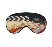 Cinema Clapboard and Popcorn Sleep Mask,Adjustable Strap Sleeping Mask, Complete Light Blocking Sleep Shade Cover,Soft Breathable Comfortable Blindfold for Women and Men