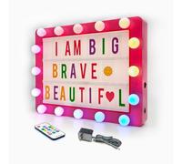 Cinema Light Box with 296 Letters,Icons, Stocking Stuffers Christmas Birthday Gifts Ideas for Teen Girls Women, DIY LED Sign Light Up Marquee Message Board for Home Office Cute Room Desk Decor(Pink)