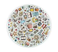 Cinema Montage Round Glass Worktop Saver - Gift/Present for Film/Movie Fans- Textured Kitchen Chopping Board/Worktop Protector Non-Slip Feet 30cm x 30cm (12" x 12")