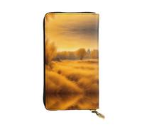 Cinema Movie Clapboard And Popcorn Leather Wallets for Women Man, Wallets Large Billfold with 12 Card Slots,Wallet Passport wallet, Autumn Golden Grass Landscapes, One Size