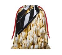 Cinema Movie Clapboard And Popcorn -Print Soft Drawstring Gifts Bags Pouches For Wedding Favors & Party Events, Bulk Storage (Multi-Use) M Size