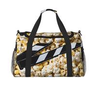 Cinema Movie Clapboard and Popcorn Print Womens Sports Bags Travel Bag - Gym Tote Bag with Compartment,Duffel Bags for Men,Ladies Holdall,Carry On Weekend Travel Handbags for Women