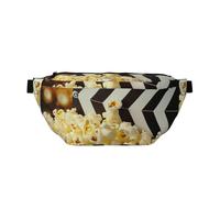 Cinema Movie Clapboard and Popcorn Printed Fanny Pack Waist Bag for Men Women, Adjustable Bumbags Hip Bum Bag Travel Crossbody Bags Sports Running Hiking Belt Bag