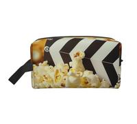 Cinema Movie Clapboard and Popcorn Printed Makeup Bag Travel Portable Cosmetic Bag Large Capacity Makeup Case Toiletry Handbag Organiser for Women