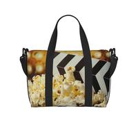 Cinema Movie Clapboard and Popcorn Printed Travel Bag Duffle Bag for Men Women, Large Water Resistant Gym Bag Weekend Holdall Bag with Shoulder Strap