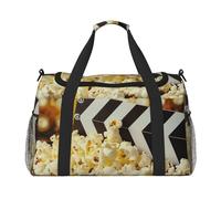 Cinema Movie Clapboard and Popcorn Printed Travel Duffle Bag for Men Women Large Sport Gym Bag Handbag with Shoulder Strap for Travel Weekend Fishing Hunting