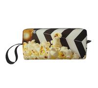Cinema Movie Clapboard and Popcorn Printing Makeup Bag for Women Girl Portable Travel Cosmetic Bag Makeup Pouch Organizer with Handle