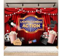 Cinema Movie Night Backdrop Photography Red Film Event Star Adult Birthday Party Decor Banner Photo Background