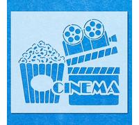 Cinema Popcorn Movie Stencil: Mylar Airbrush Wall Art Painting Crafts | DIY-A3 Stencil - Design Size (301 x 257 mm)