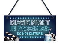 RED OCEAN Cinema Room Sign NEON EFFECT Movie Night Dont Disturb Plaque Home Decor Gift