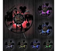 Cinema Theater Wall Art Home Decor Wall Clock Acting Actor Movie Production Film Lovers Gift Retro Old Vinyl Record Wall Clock With LED