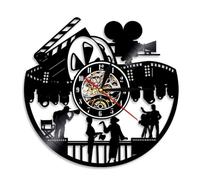 Cinema Theater Wall Art Home Decor Wall Clock Acting Actor Movie Production Film Lovers Gift Retro Old Vinyl Record Wall Clock Without LED