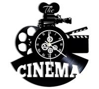 Cinema Vinyl Records Wall Clock Film Time Decor Gifts for Home Theater, Home Movie Room and Movie Lover, Silent Clock (Without LED)