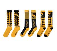 Cinereplicas - Harry Potter - Unisex's 3-Pack - Hogwarts Houses Patterned Socks - Hufflepuff - Shoe 6 to 12