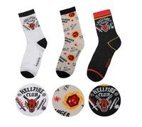 Cinereplicas Stranger Things - Set of 3 Pairs of Hellfire Club Socks - Officially Licensed, Hellfire Club, One Size