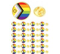 CINFAC Pin, 25/50/100pcs Alloy Steel Round Progress Pride LGBTQ Pin/Badge, No Gemstone, Bulk for Pride Themed Activities, Unisex