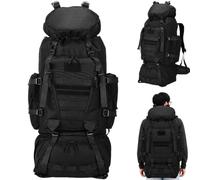 CINGHI LUSSO 100L Waterproof Large-capacity Hiking Tactical Backpack, Unisex Camping Bag and Multi-pocket Camping Rucksack Are Suitable for Outdoor Sports Such As Travel, Mountain Climbing. (Black)