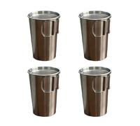 CINGHI LUSSO 4PCS Stainless Steel Cup 17oz/12oz Reusable Metal Beer Mug Stackable Drinking Cups Suitable for Beer Coffee Milk Juice Tea Cold or Hot Drinks (12oz/350ml)